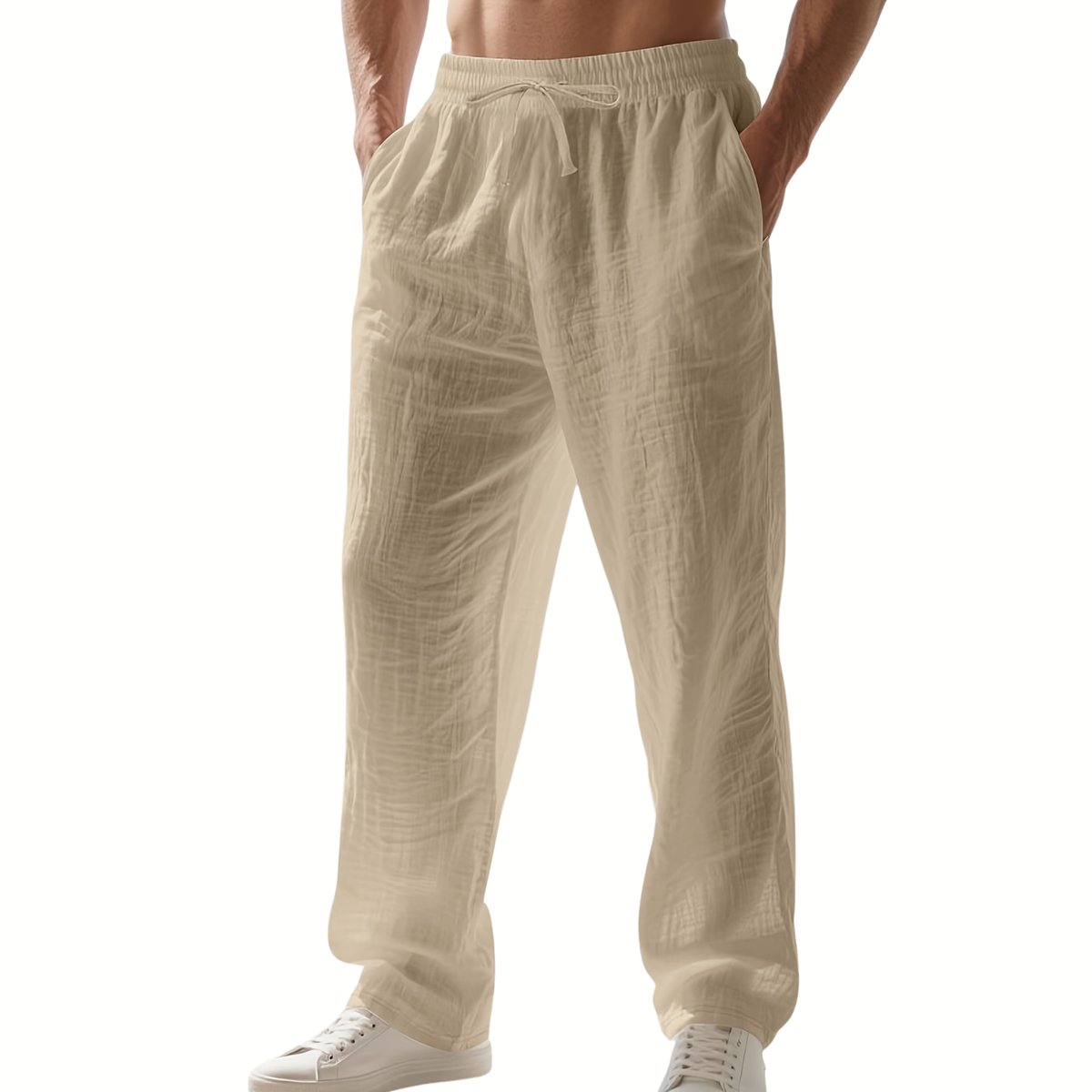 Currero Linnen Broek Heren - Zomerbroek - Volwassenen - Lange Broek - Pantalon - Strandbroek - Zomer - Ibiza Stijl - Khaki L