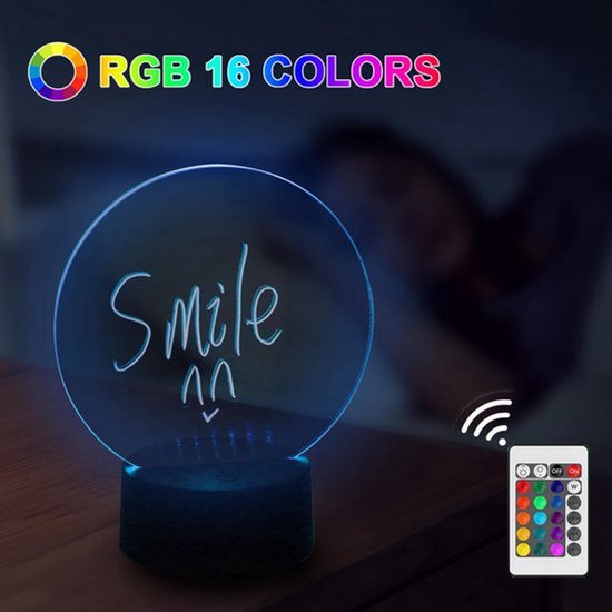 LED Schrijfbord Nachtlampje RGB - Multicolor Whiteboard met Afstandsbediening & Stift - Uitwisbaar Message Board - Oplaadbaar Sfeerlampje voor Kinderen & Volwassenen van MuzMuz. — afbeelding 2