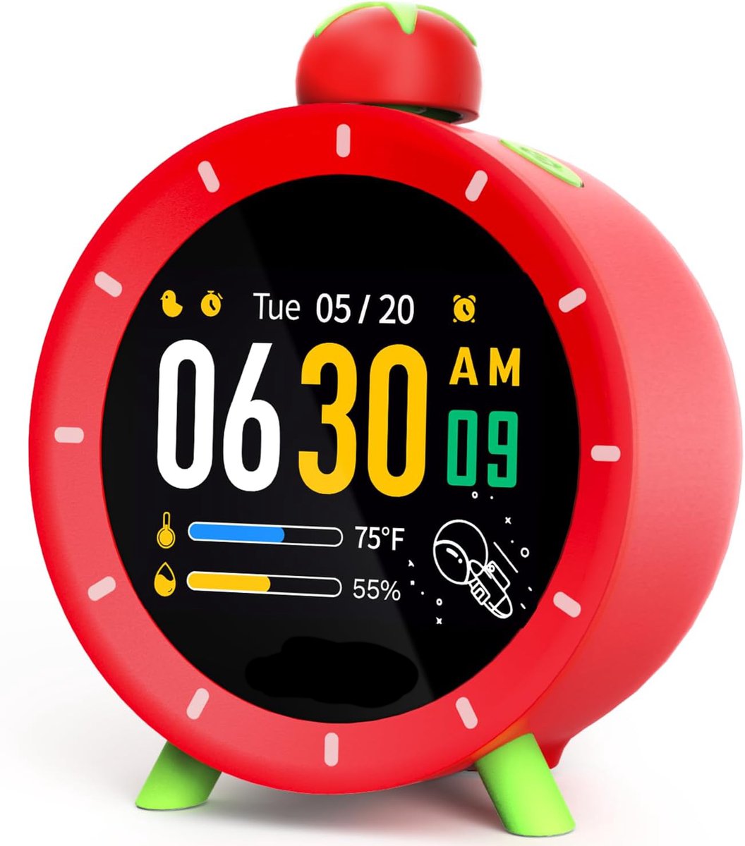 Inga® Kinder Wekker met Timer | Digitale Wekker Kind – 4 Alarmen | Luid Alarm | Visuele Timer | Kleurrijk Display | Voor School, Huiswerk & Routine