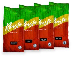 Roasta Black River Espresso Koffiebonen - Voordeelverpakking 4x 750g - 3kg - Grootverpakking - Donkere Branding - Intense Smaak - Dark Roast - Verse Koffiebonen - Sterke Koffie - Espressomachine Bonen - Roasta Coffee - Multipack
