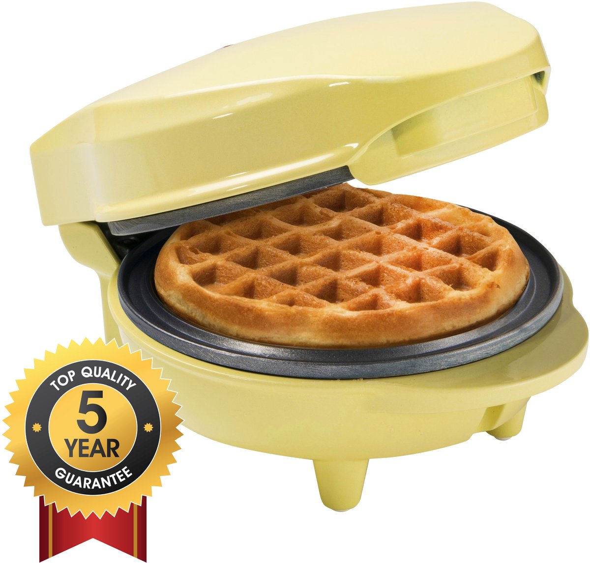 Bol.com Bestron Wafelijzer - AMW500V - 550W - Mini wafel - Anti aanbaklaag - Geel - 5 jaar garantie aanbieding