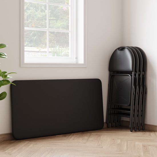 Draagbare inklaptafel met PU-lederen bekleed blad - lichtgewicht en duurzaam metalen frame, anti-slip voetjes - geschikt voor binnen en buiten, kamperen en spelavonden, afmeting 120 cm — afbeelding 5