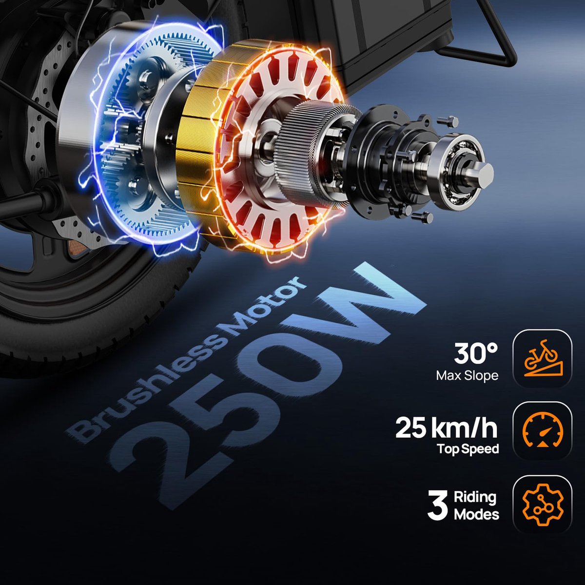 Qekud F1L Elektrische Vouwfiets - 14" E-Bike met Dubbele Vering - 250W Motor - 48V 7.5Ah Uitneembare Accu - Schijfremmen - Comfortabele Stadsfiets thumbnail 4