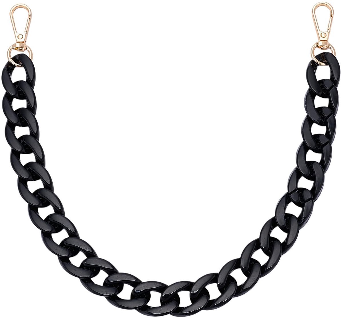 Dailygoods- Zakketting 45 cm - Acryl - Zwarte Kettingriem - Draaisluiting - Handtas Riem - Elegant Uiterlijk - Handtasriem