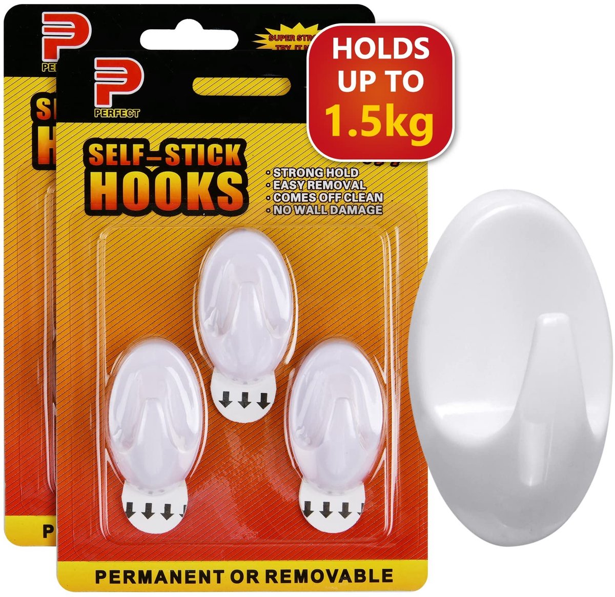 Dailygoods- Zelfklevende Haak 2-Pack - Middelgrote Haken - Multifunctionele Wandhangers - Schadevrij Verwijderen - Hoogwaardig PVC - Geschikt voor Muren, Hout, Glas - Wandhaak