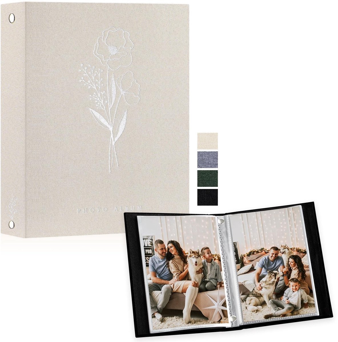 Dailygoods- Fotoalbum A5 50 foto's - Luxe linnen omslag - Zuurvrij - Waterdicht - Elegant ontwerp - Geschikt voor 50 portretten - Fotoboek