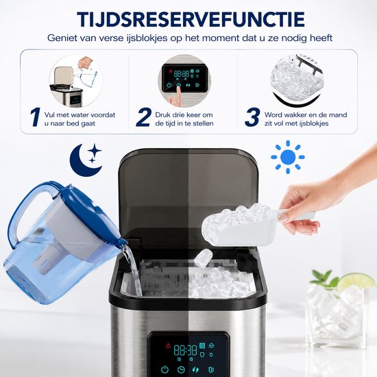 IJsblokjesmachine met Groot Reservoir 2.2L - IJsmachine Zelfreinigend RVS — afbeelding 2