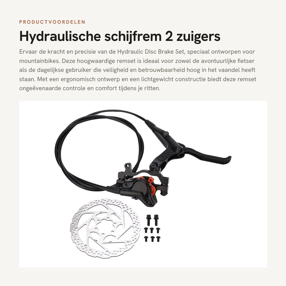 Dailygoods - Hydraulische schijfrem 2 zuigers - Ergonomische hydraulische schijfrem set - Mountainbike schijfrem - Veilig rijden - Zuigerrem - Fietsre...