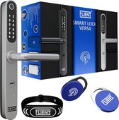 Flient® Smart Lock Versa - Slimme Deurslot - Deurklink met Vingerafdruk - Met Flient APP & WiFi - BlueTooth - Kantoor Slot - Zilver/RVS - Anti inbraak