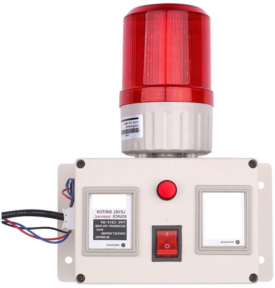 Waterniveau Alarm - Vloeistofsensor - Vloeistofdetectie - Geluiddemperschakelaar - 15m Kabel - Wit