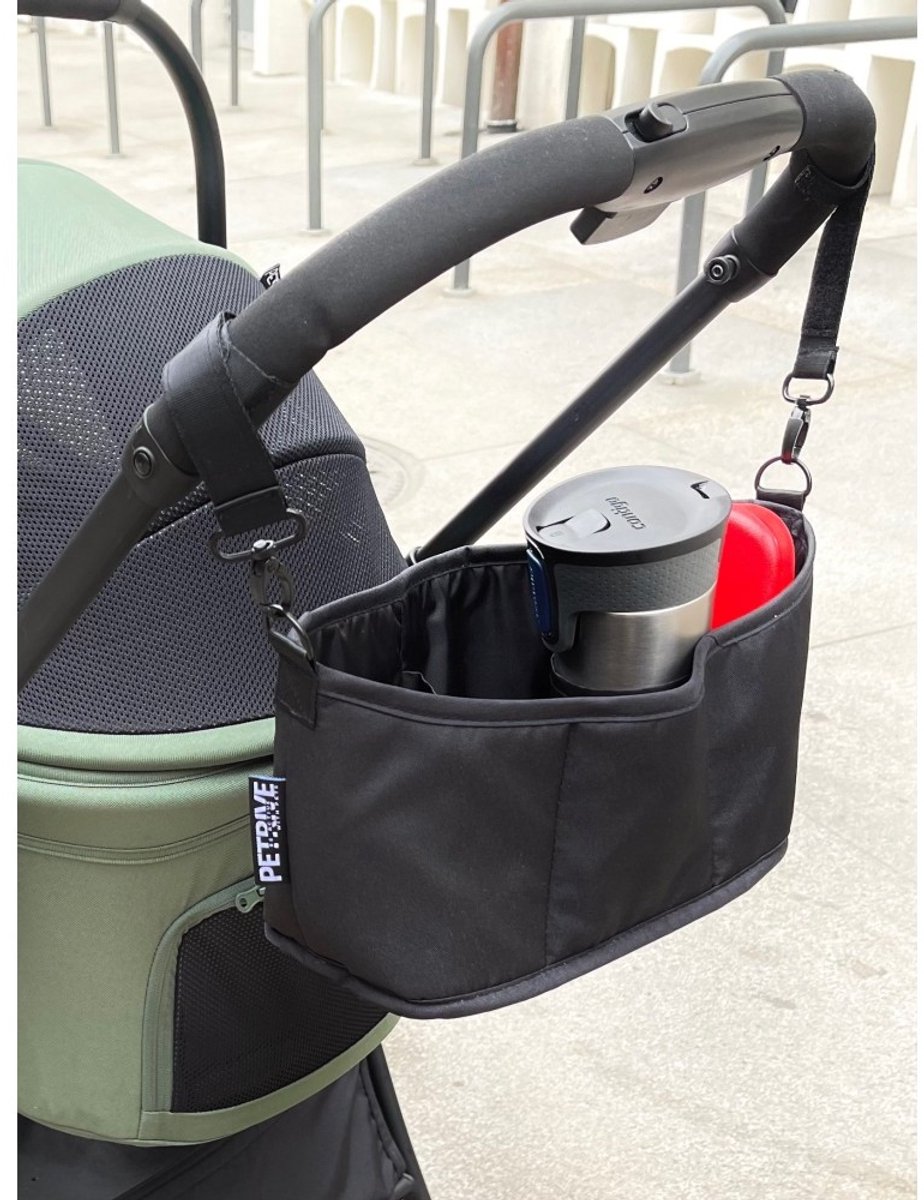 PETRIVE EZBAG Accessoiretas voor Hondenbuggy en Kattenbuggy – Organizer met Bekerhouder – Oxford 600D – Zwart