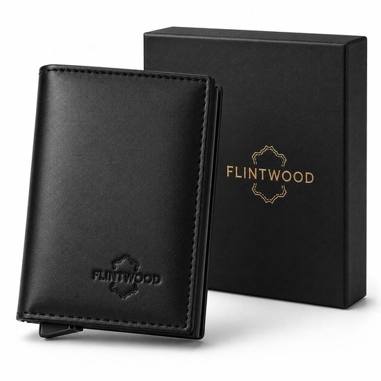 FLINTWOOD SLIM - Portefeuille homme - Porte-cartes RFID minimaliste (9 cartes) - Cuir véritable - Fermeture magnétique - Design compact