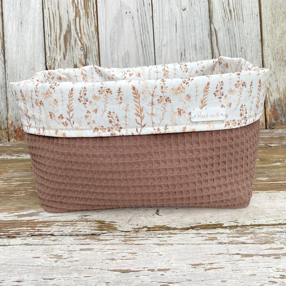 Commodemandje Droogbloemen Taupe wafelstof - Lovely Stitches