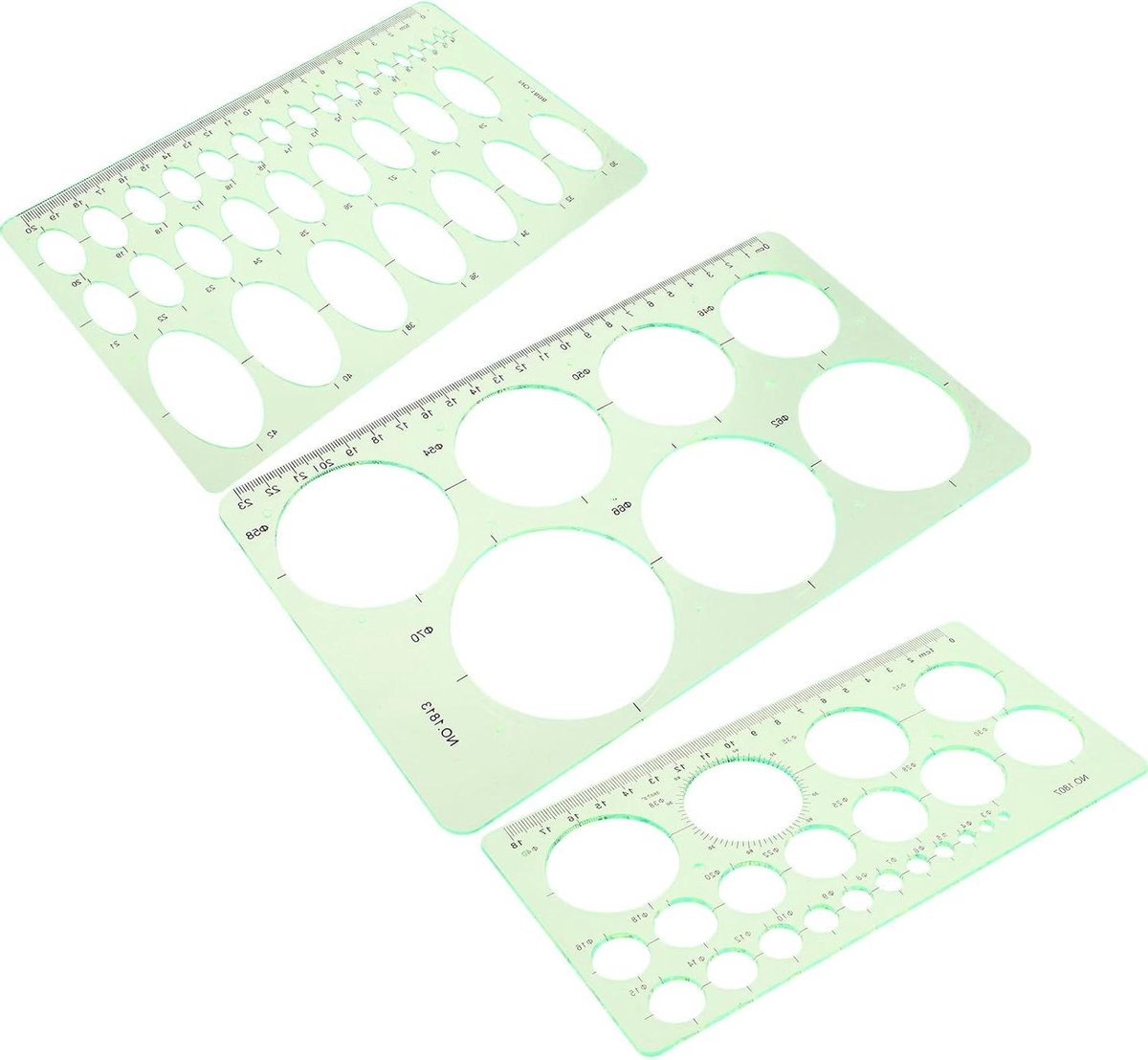 Geometrische Tekensjablonen - Tekenhulpmiddelen Linialen - Nauwkeurig Ontwerpen - Multifunctioneel - 25 cm - Lichtgroen