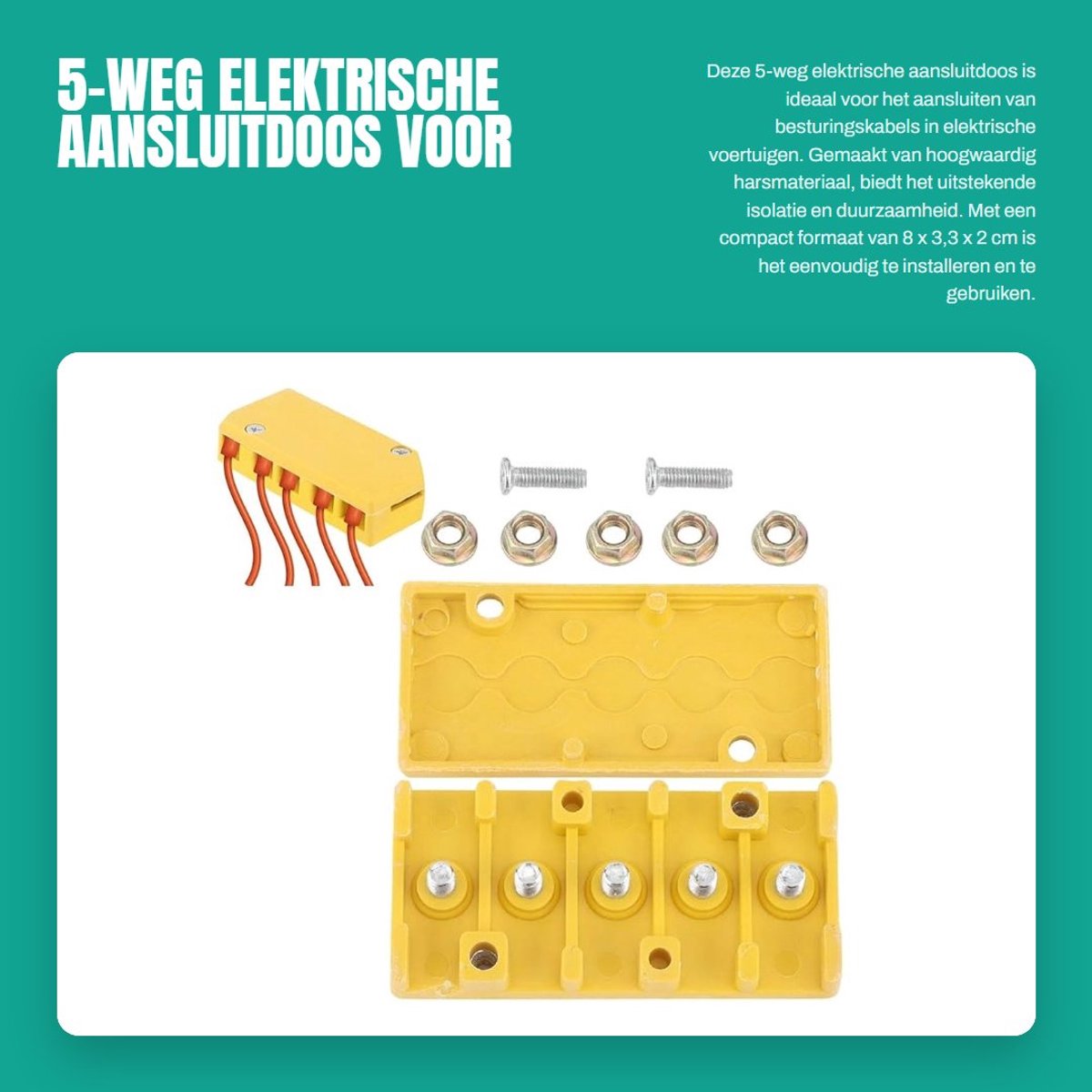 Dailygoods - 5-Weg Elektrische Aansluitdoos voor Fietskar en Elektrische Voertuigen