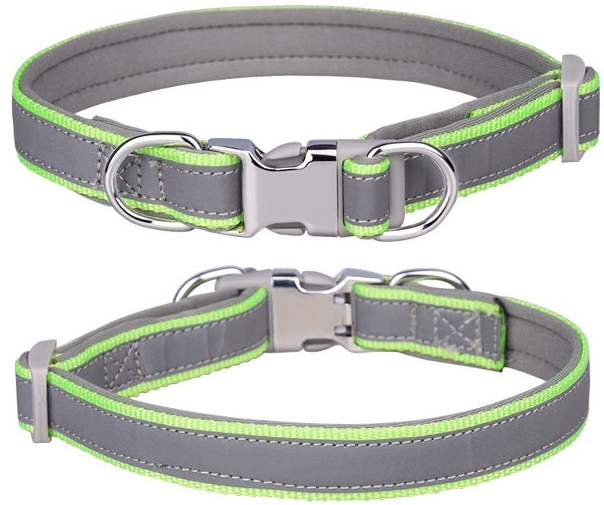 Dailygoods- Halsband Verstelbaar - Reflecterend - Zacht Neopreen - Roestvrij Staal - Voor Kleine/Middelgrote/Honden - Maat S (26-42cm) - Hondenhalsband