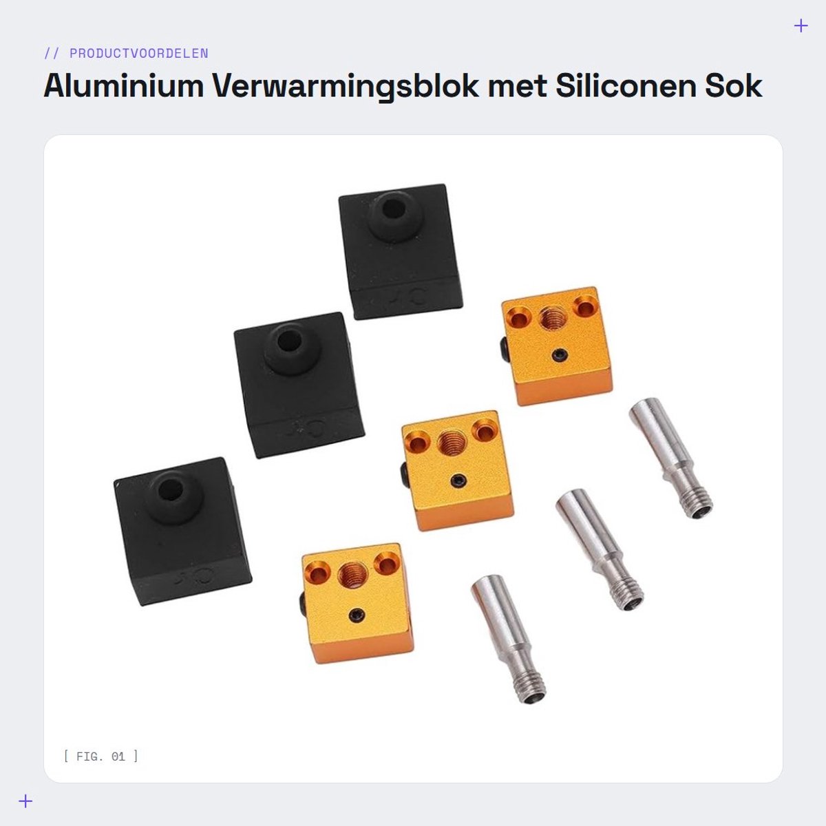 Dailygoods- Verwarmingsblok Aluminium - Roestvrijstalen Keel - Siliconen Sok - 3 Sets - Efficiënt Afdrukken - Hoge Temperatuur Veiligheid - 3D-printer Verwarmingsset