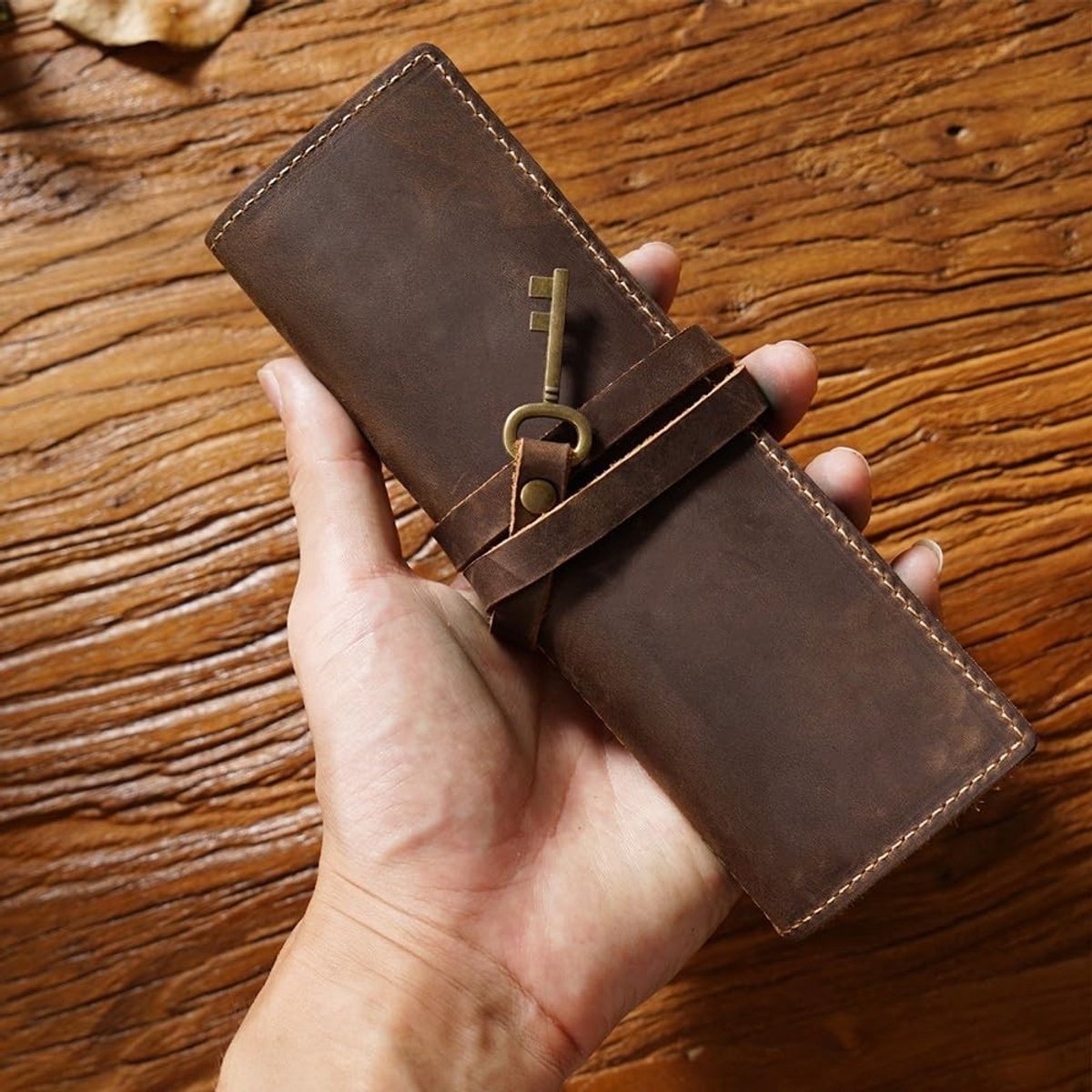 Dailygoods- Pencil Roll Handgemaakt - Lederen Organizer - Potlood Houder - Tekening Accessoire - Kunstenaars Benodigdheden - Duurzaam Materiaal - Potloodetui