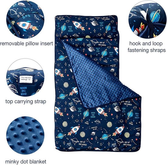 Peuter slaapmat - Kind dutjesmat - Comfortabel slapen - Anti-kick ontwerp - 106 x 50 cm - Blauw — afbeelding 4