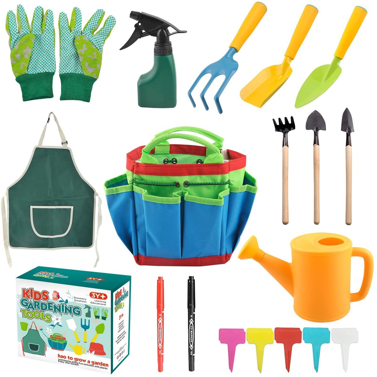 Dailygoods- Tuingereedschap 23 Stuks - Tuinspeelgoed Kinderen - Schep/Gieter - Tuinhandschoenen - Tuingereedschapset - Kindvriendelijk Ontwerp - Kindertuingereedschap