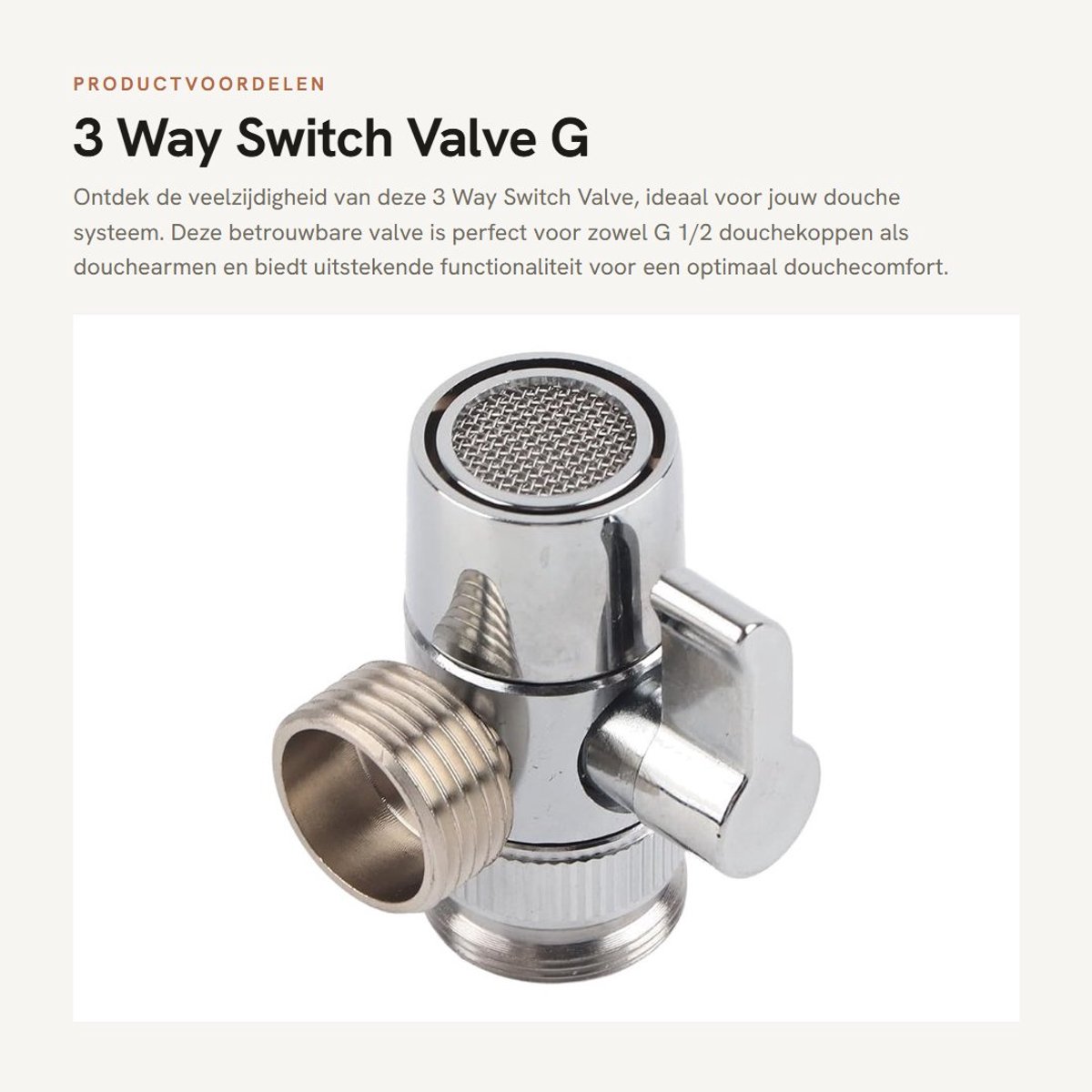 Dailygoods - 3 Way Switch Valve - G 1/2 Inch Douche Adapter - Duurzaam - Verchroomd - Solid Brass - Geschikt voor Douche Systemen - M24 Faucet Spare P...