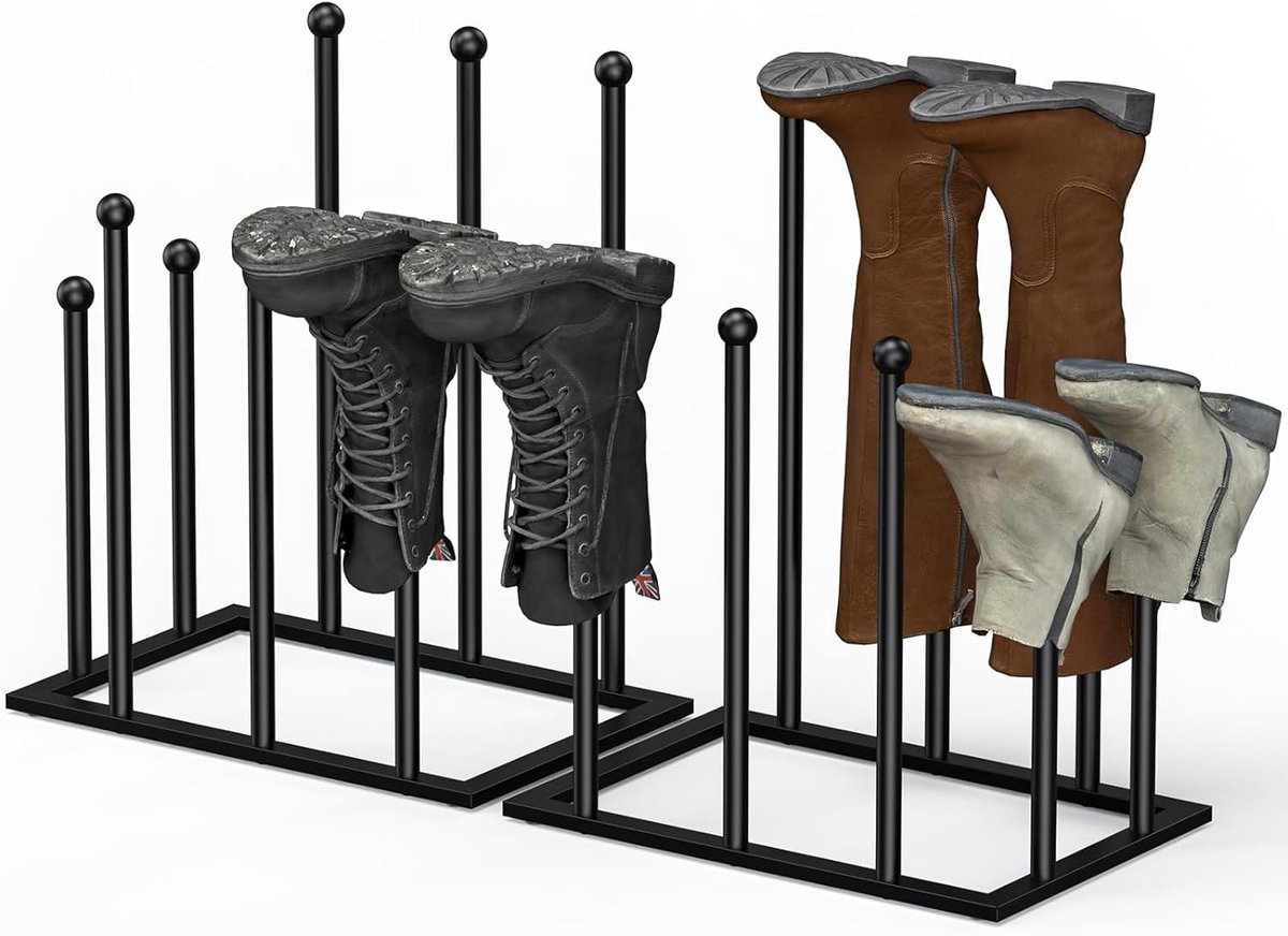 Dailygoods- Kofferrek Vrijstaand - Opslag voor 8 Paar Schoenen - Stalen Kofferrek - Organizer voor Hal/Entree - Ruimtebesparend - Voorkomt Vervorming - Schoenenrek