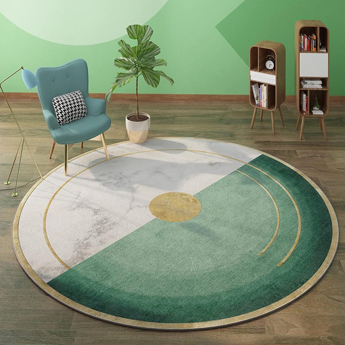 Rond vloerkleed - Decoratieve mat - Woonkamer inrichten - Moderne stijl - Diameter 160cm -