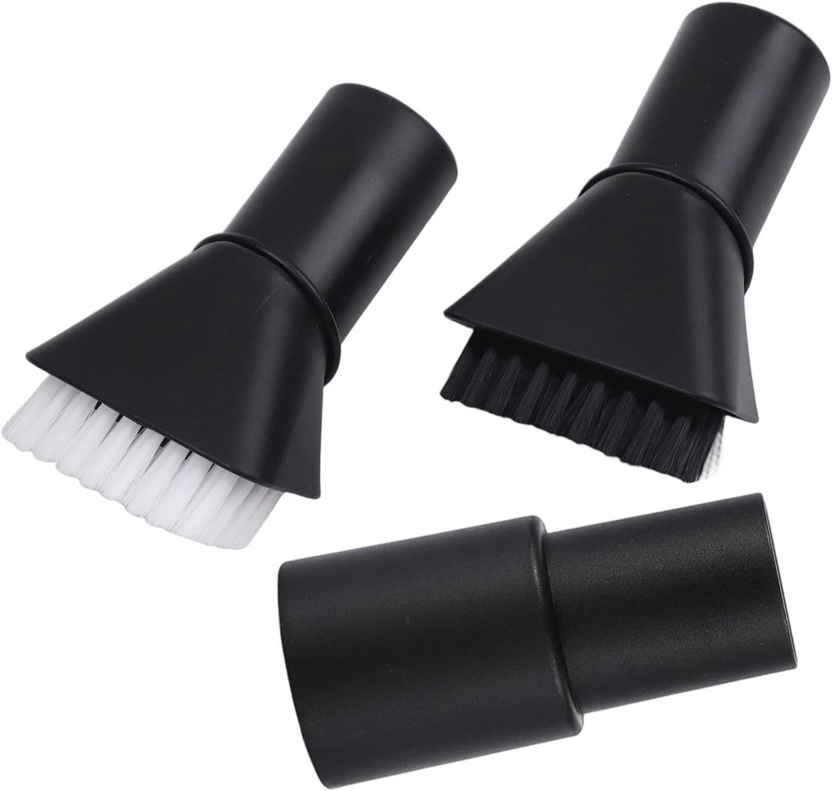Zuigborstel Set - Stofzuiger Opzetstukken - Interieur Reinigen - Harde en Zachte Borstels - 32-35 mm Adapter - Zwart Wit
