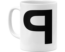Letter P Mok - Alfabet Mok Keramiek - Dagelijks Gebruik - Arial Bold Lettertype - 325ml - Wit