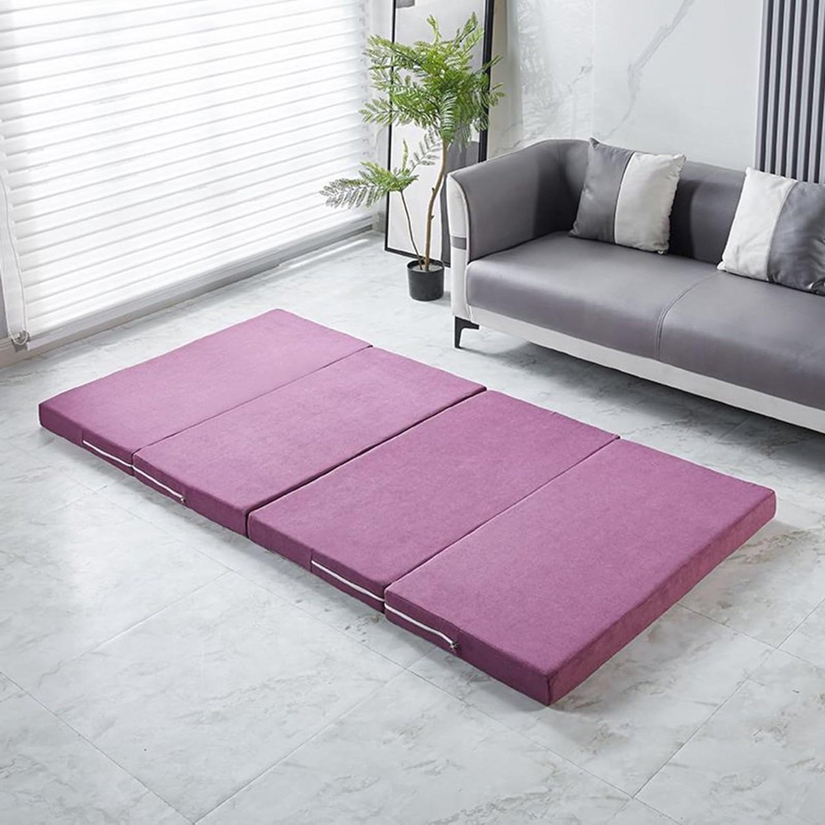Opvouwbaar Matras - Gastematras Slaapbank - Kamperen en Reizen - Antislip Wasbare Hoes - 200 x 80 x 8 cm