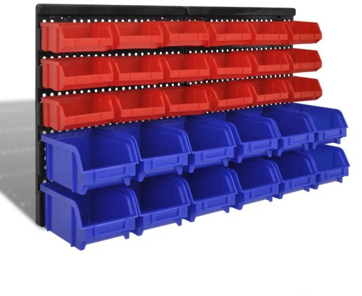 Sello! wandorganizer – muur – overzichtelijke opslag – modulair ontwerp – stapelbare bakken – 32 opbergbakken - wandmontage