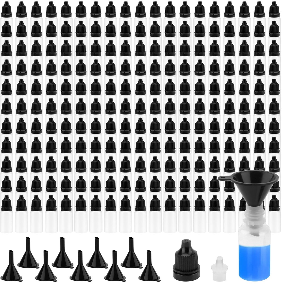 Dailygoods- Druppelflesjes 200 stuks - 10 ml - Knijpbare Flessen - Plastic - Veilige Doppen - Doorschijnend Materiaal - Knijpflesjes
