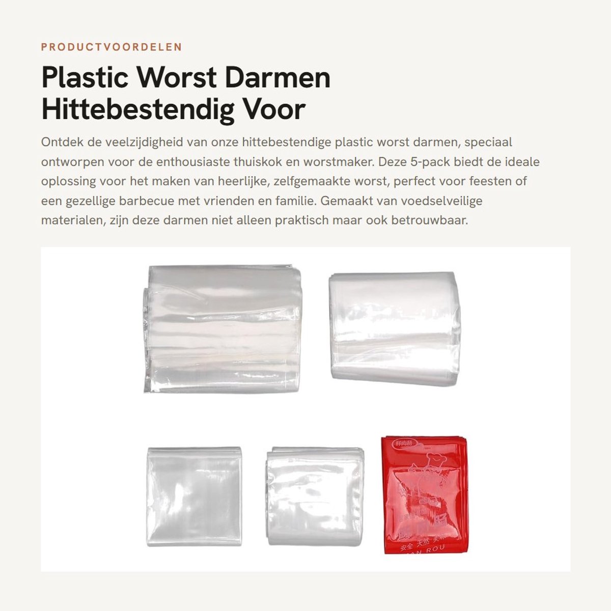 Dailygoods- Worstdarmen 5 Packs - Hittebestendig - Voedselveilig - Oneetbaar - Huishoudelijk Gebruik - Worst Maken - Worstomhulsels