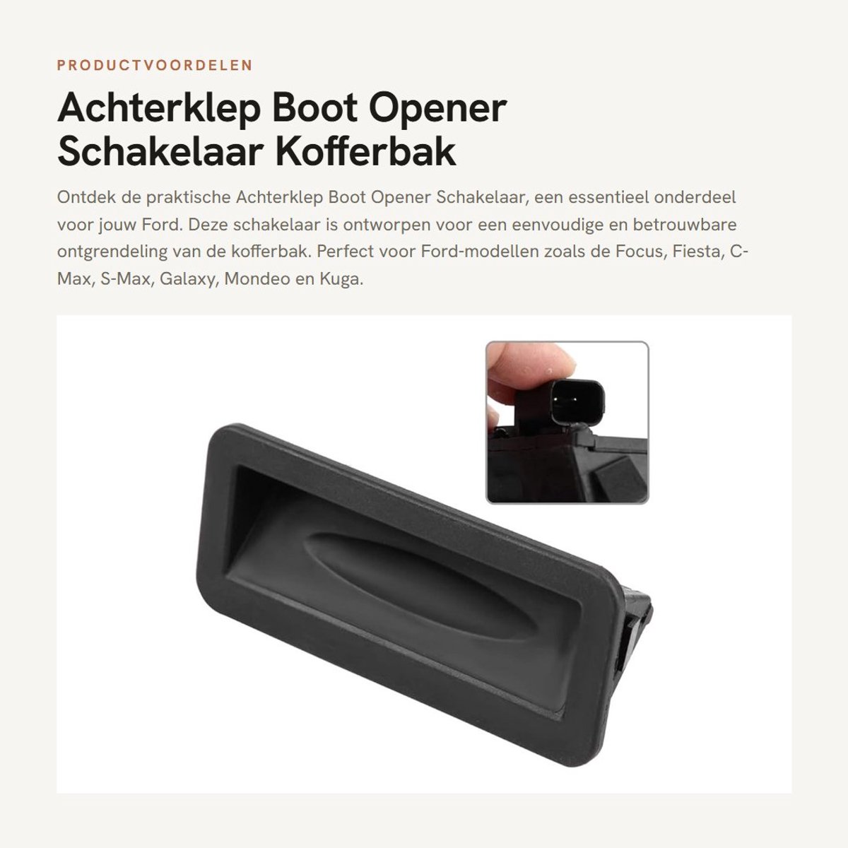 Dailygoods - Achterklep Boot Opener Schakelaar - Kofferbak Ontgrendeling - Betrouwbaar en Duurzaam - Geschikt voor Diverse Ford Modellen