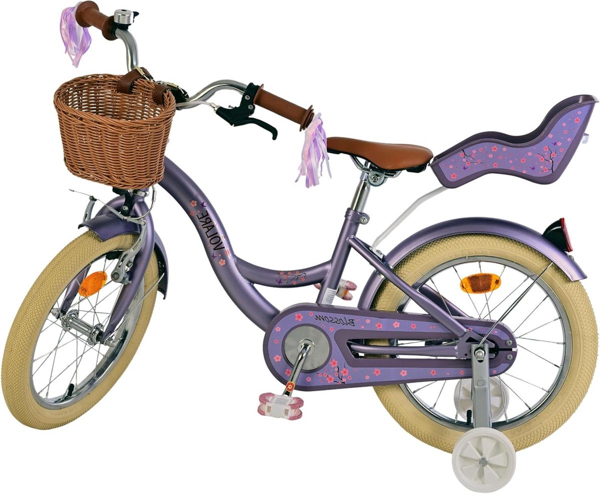 Kinderfiets Meisjes - Loopfiets Kinderen - Leren Fietsen - Met Mandje Poppenzitje - 16 Inch - Paars