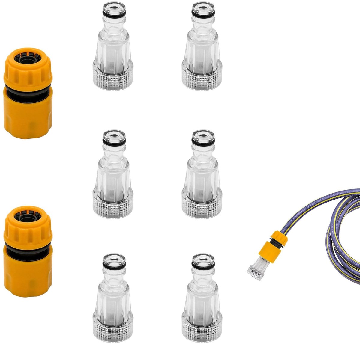 Dailygoods - Waterfilter Tuinslang - 6 + 2 stuks - Geschikt voor hogedrukreiniger - Eenvoudig te reinigen - Tuinwaterfilter - Voor tuinpomp en camper