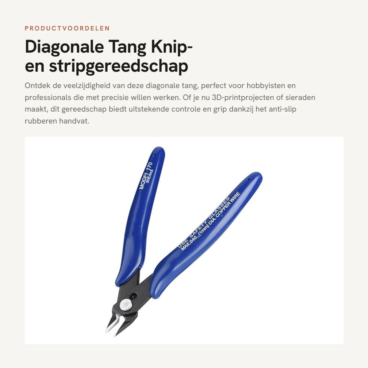 Dailygoods- Draadknipper - Diagonale Tang - Kniptang - Zijsnijtang - Antislip Handvat - Voor Sieraden Verwerking