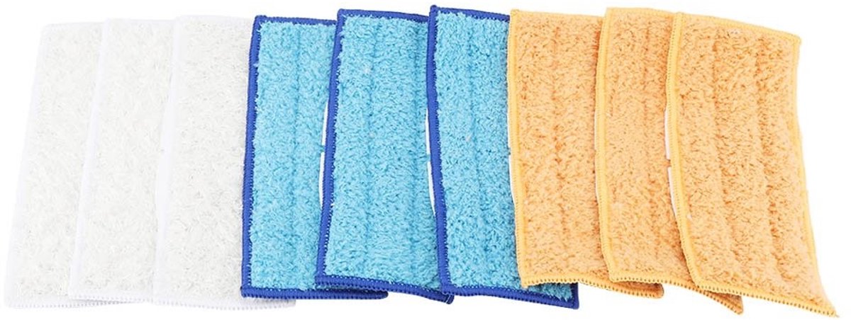 Dailygoods- Mop Pads 9-Stuks Set - Wasbare Microvezel - Herbruikbaar - Sterke Hechting - Voor Robotstofzuiger - Voorkomt Krassen - Mopdoek