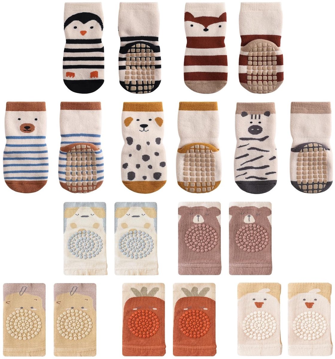 Dailygoods- Sokken Antislip - Dierlijke Patroon - Kniebeschermers - Voor Kinderen - 10 Stuks - One Size Fits All - Kinderkousen