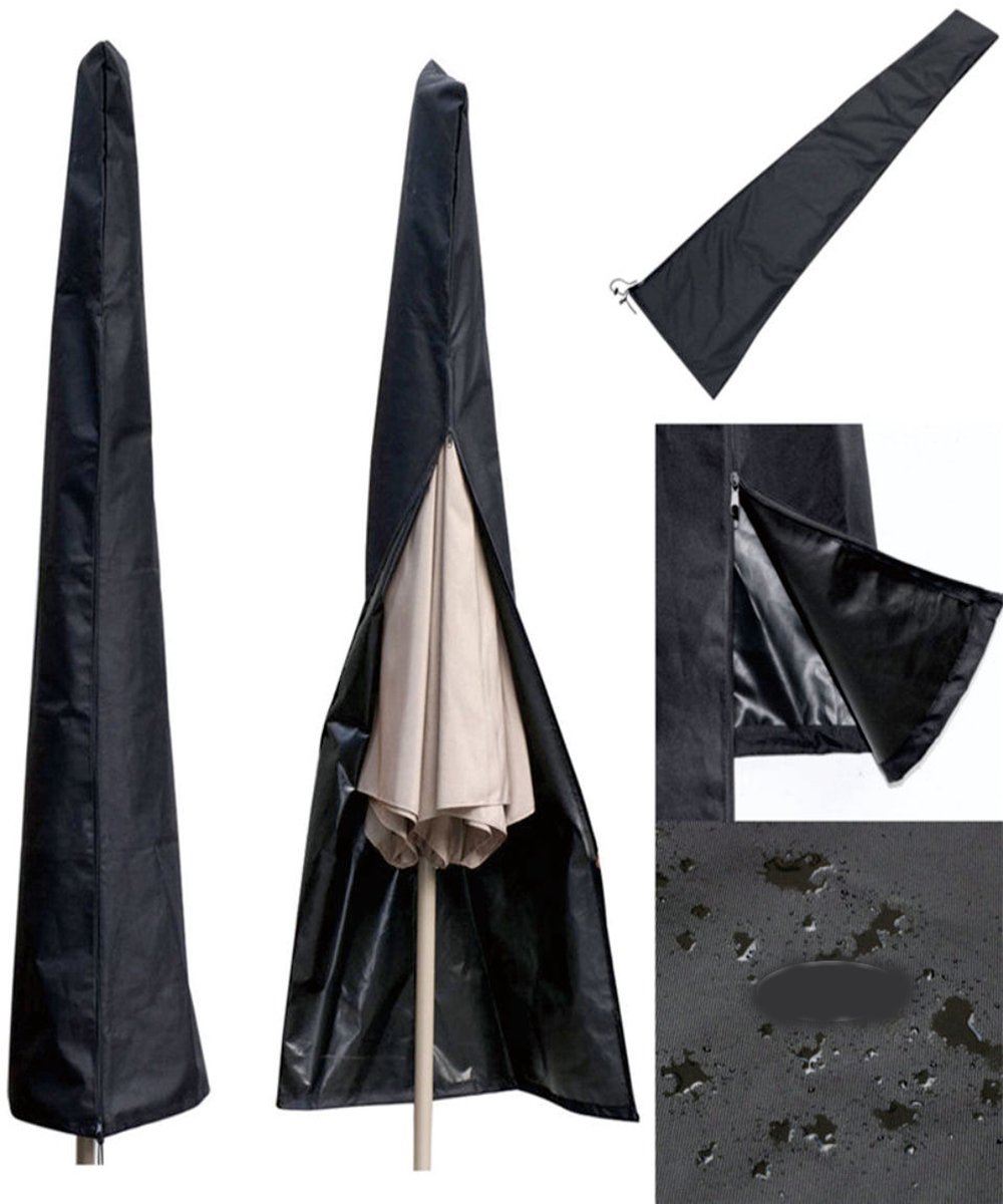 KZQ Parasolhoes voor zweefparasol en staande parasol zwart waterbestendig anti-UV 210D Oxford stof duurzaam met opberghoes 265x70x50 cm