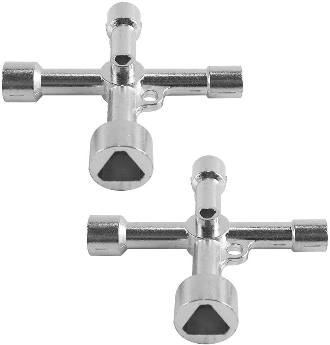 Dailygoods- Driehoekige Sleutel 4-weg - 5 Maten 7 mm/10 mm/12 mm/13 mm/18 mm - Lichtgewicht - Klein - Perfect voor Gereedschapskist - Afmetingen 75 x 75 mm