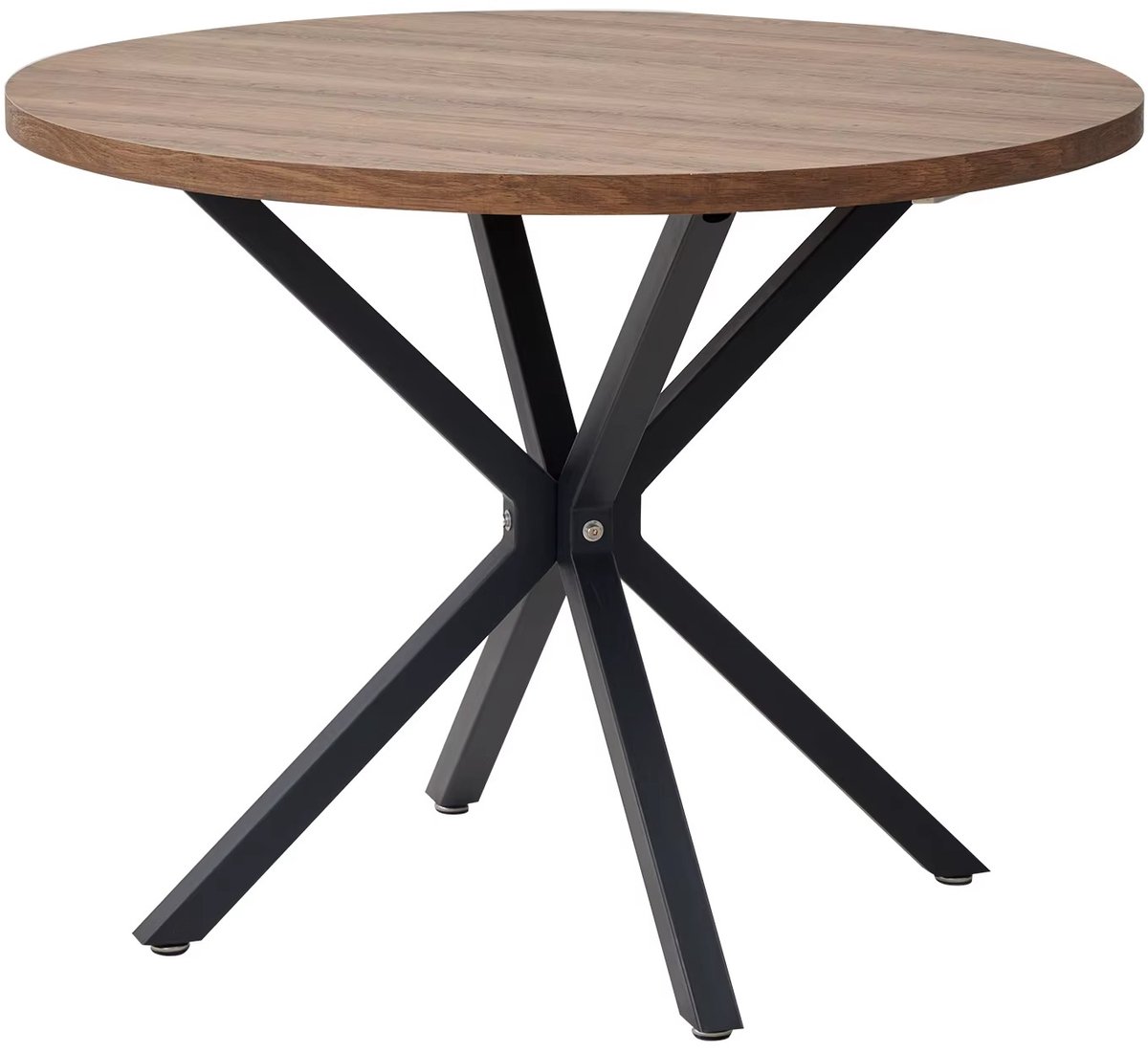 CreateEcom ronde eettafel - keukentafel - koffietafel - eetkamertafel - 100 cm - massief houten tafelblad - stalen poten - bruin