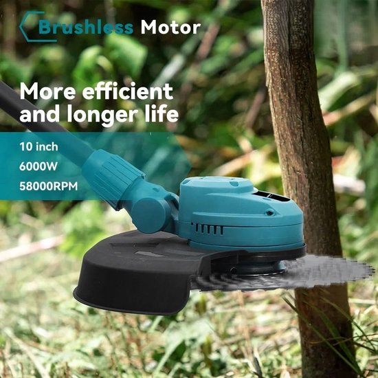 QUESTYR - Grastrimmer - Elektrisch - 18V - 6000W - 10 inch - 58.000 RPM - Opvouwbaar - Tuin Gereedschap - Zwart — afbeelding 5
