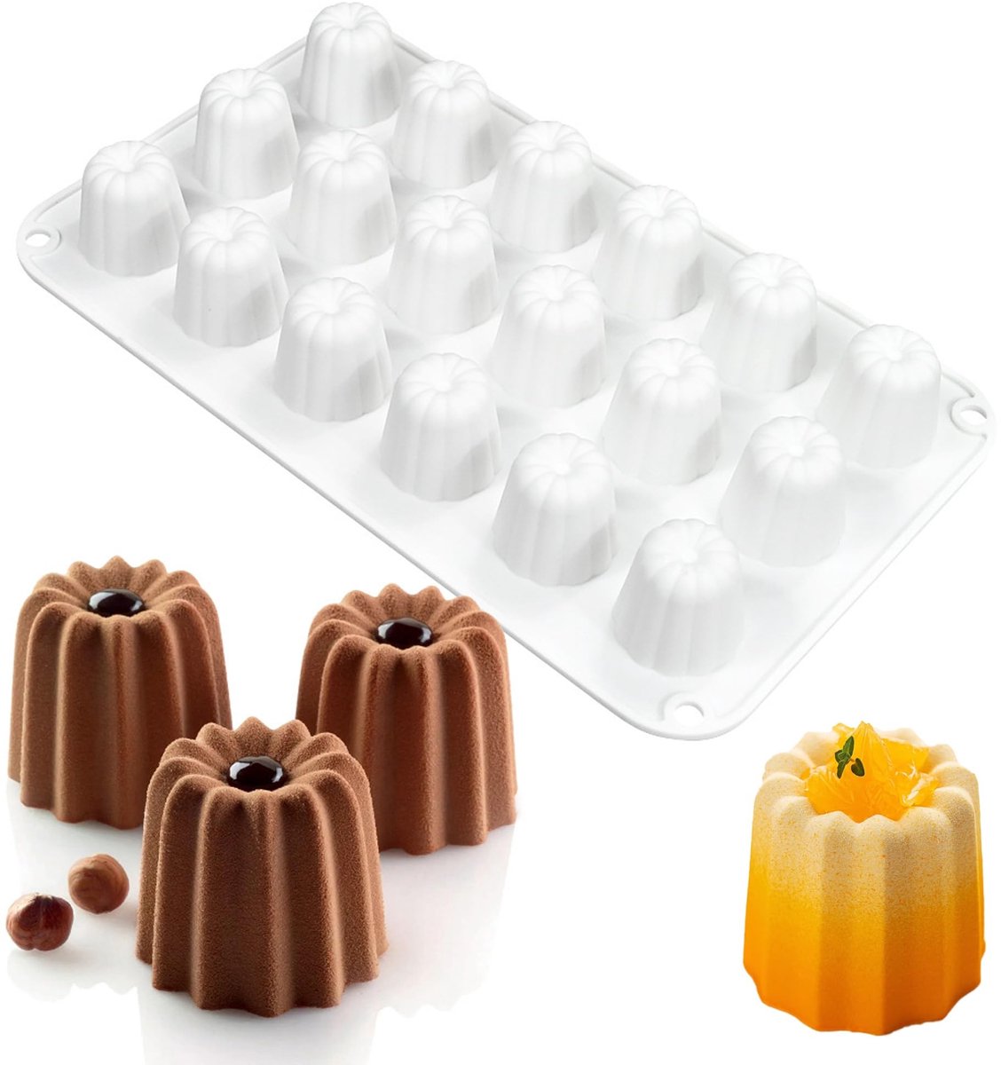 Dailygoods- Kaneelvorm 18 holtes - Siliconen Bakvorm - Chocoladevorm - 3D-Mousse - Gelei - Afmetingen 29,1 x 17 x 3,2 cm