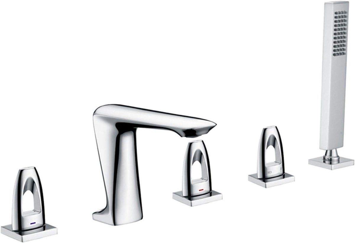 Badkraan met handdouche - Badkamer kraan - Ontspannen badderen - Massief messing - 5 gaten
