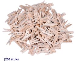Knaak Mini Wasknijpers - 200 stuks - Houten Knijpertjes - 2,5 cm - Fotoknijpers - Hobby Knutselen
