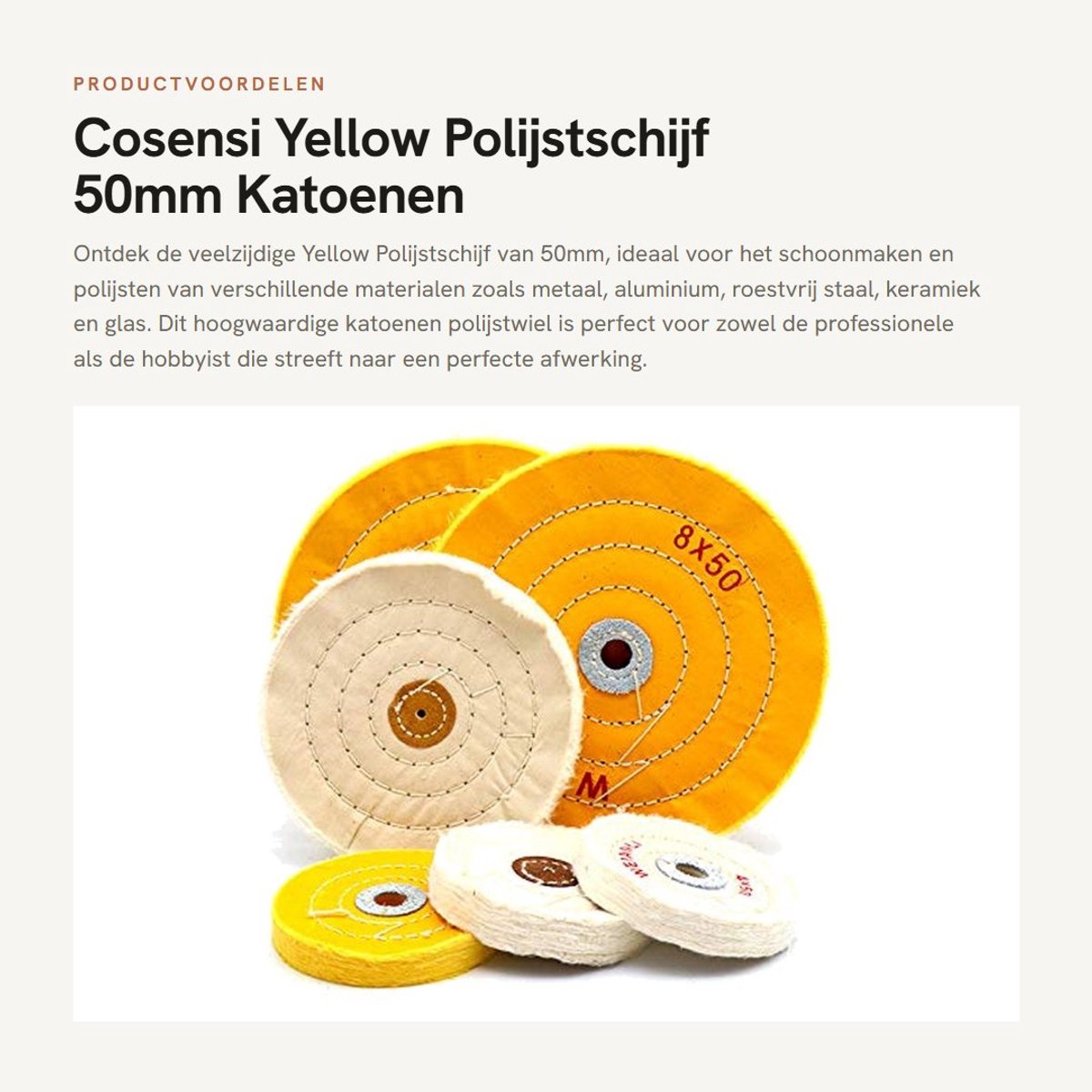 Dailygoods- Polijstschijf 50mm - Polijstschijven - Polijstschijven Boormachine - Schoonmaakwiel - Katoen - Geschikt voor Metaal/Juwelen - Polijstwiel