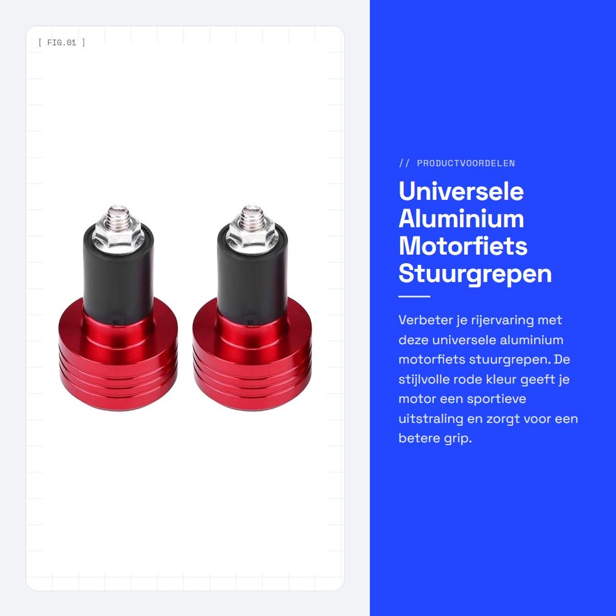 Dailygoods- Stuurgrepen Universeel - Aluminium Motorfietsgrepen - Rood - 22 mm - 2 Stuks - Lichtgewicht en Eenvoudig te Installeren