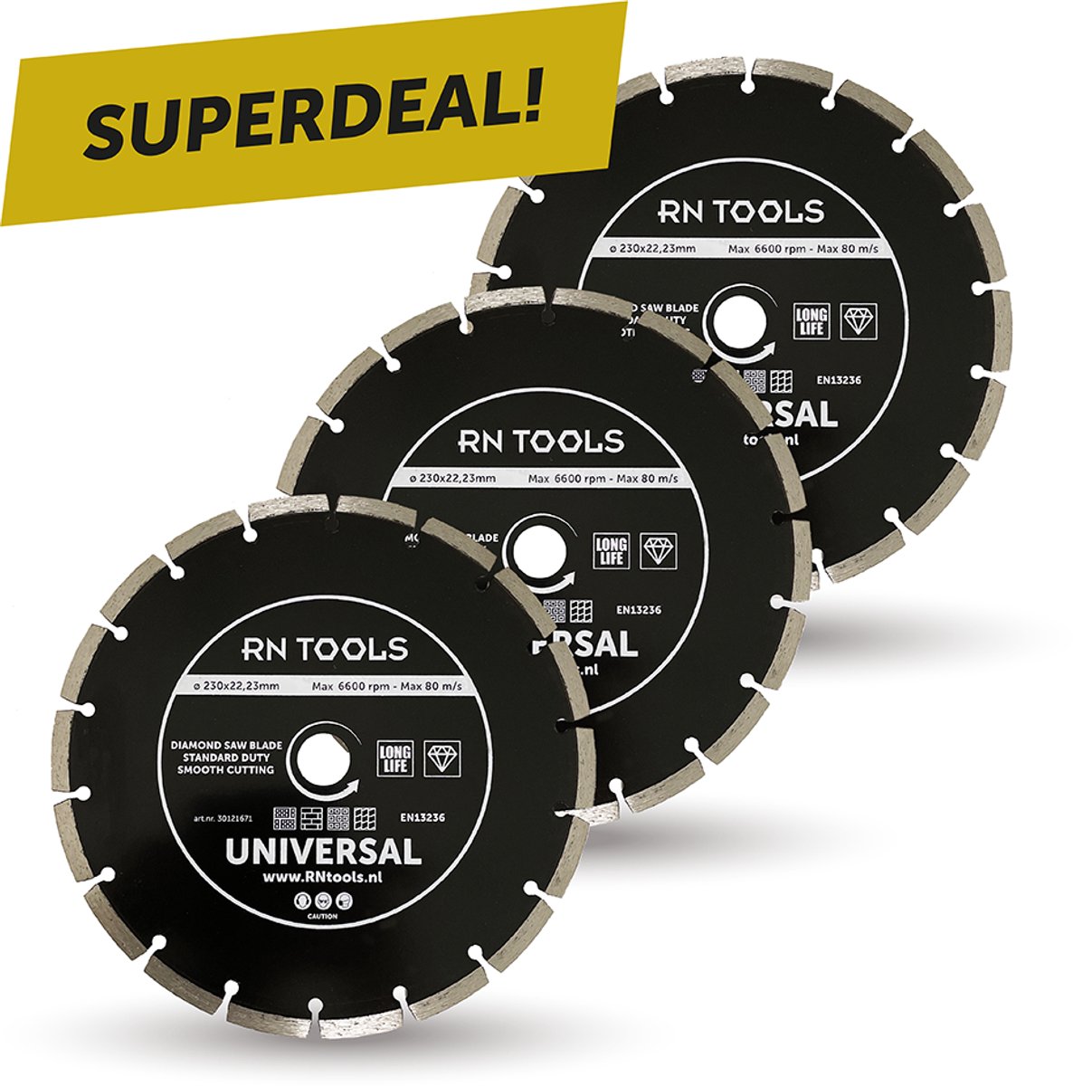 Superdeal - RNtools Diamantschijf 230 x 22,23 mm - Universeel - 3 STUKS Zaagblad