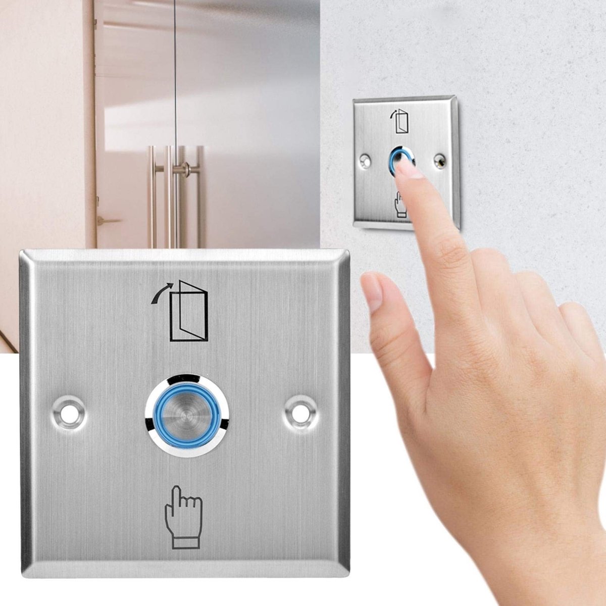 Dailygoods- Deurschakelaar Roestvrij Staal - Duurzaam Toegangscontrolesysteem - Drukknop - 86x86 mm - Veilig Ontwerp - 3A @ DC36V - Deuropener
